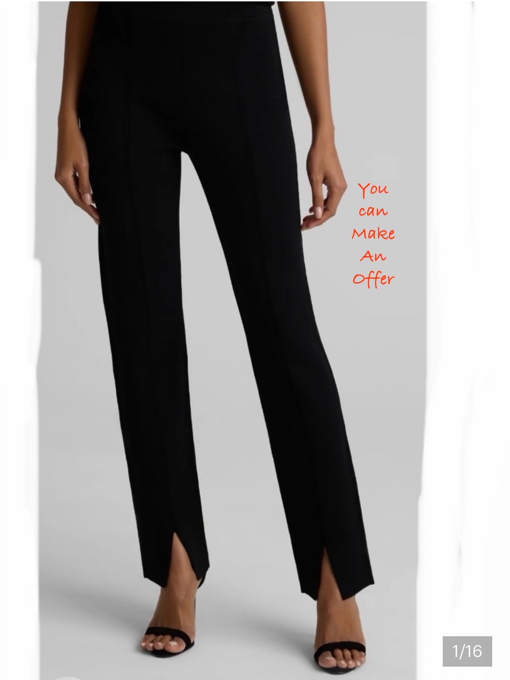 ST. JOHN DANI PANT IN SANTA ROMA KNIT Women’s Black Split-Hem Straight Leg Pants